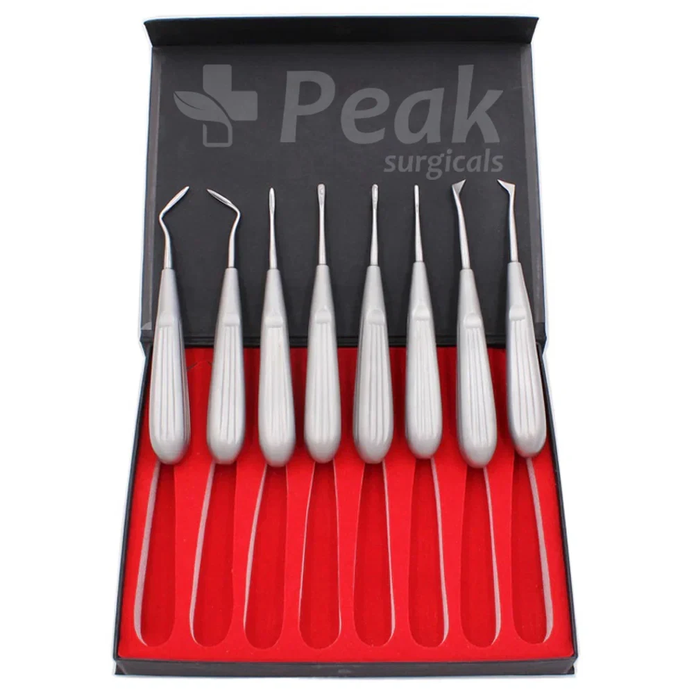 Dental Elevator Oral Tooth Loosening Root Extraction Kit for 8-Piece Root Luxation