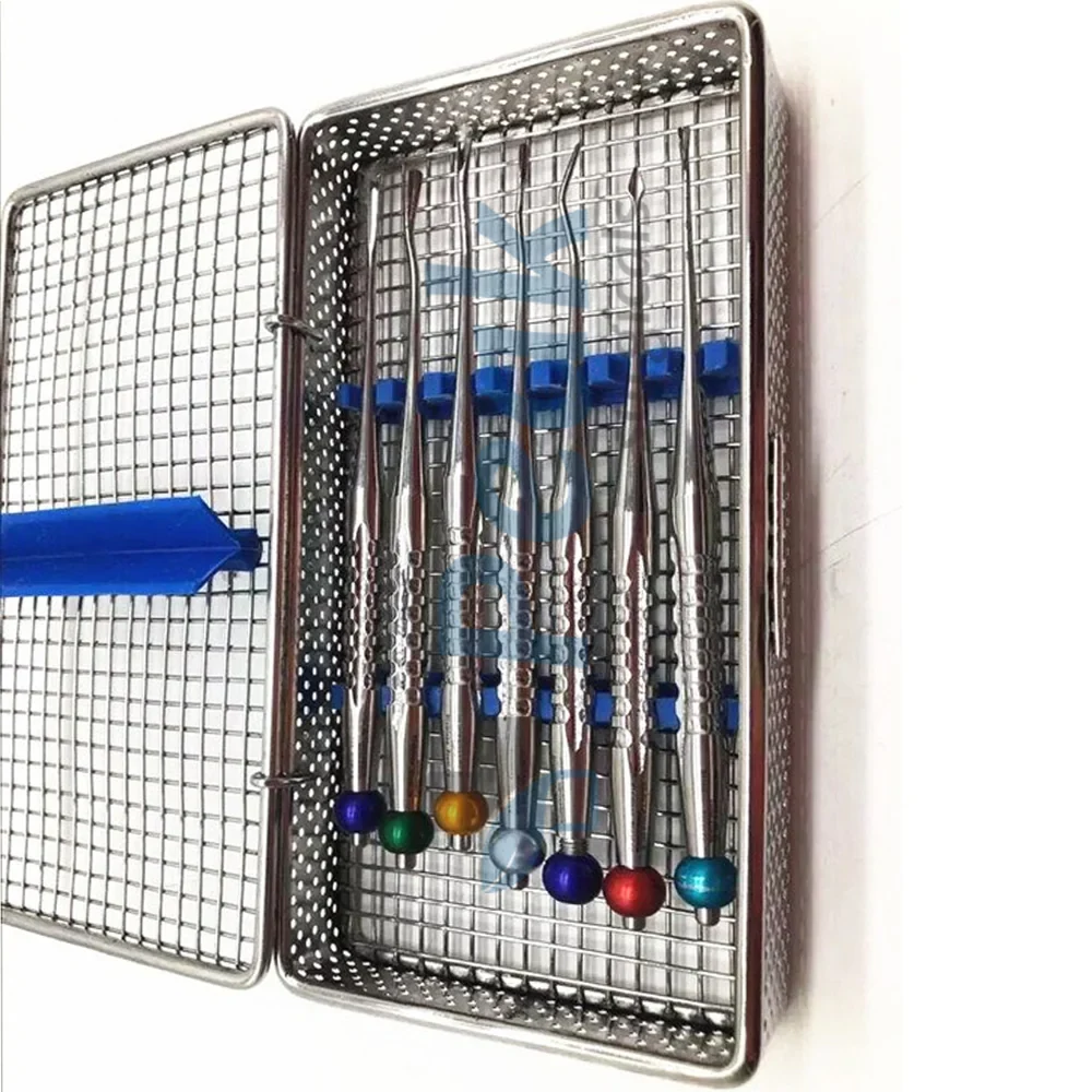 Dental Luxating Root Elevator Instruments with Case for Retained Root Access