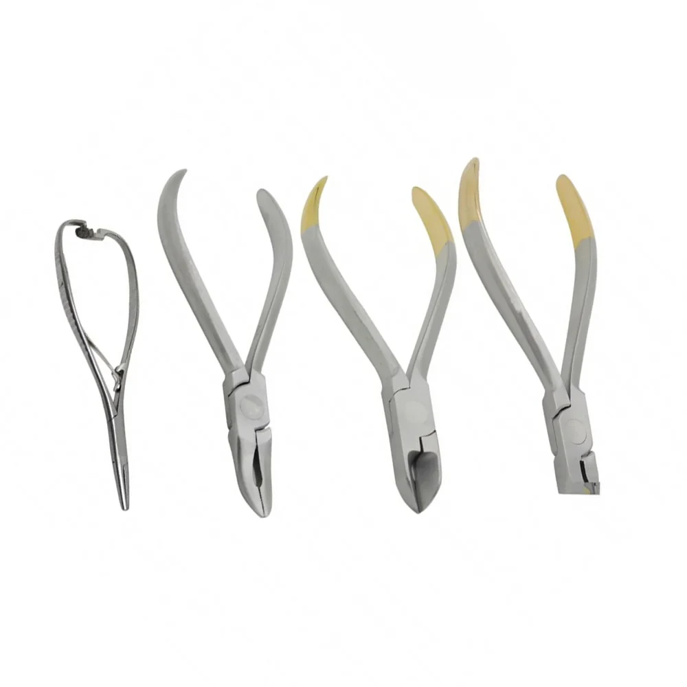 Dental Orthodontic Kit 4 Pcs TC Plier Set with Mathieu, Weingart & Wire Cutters