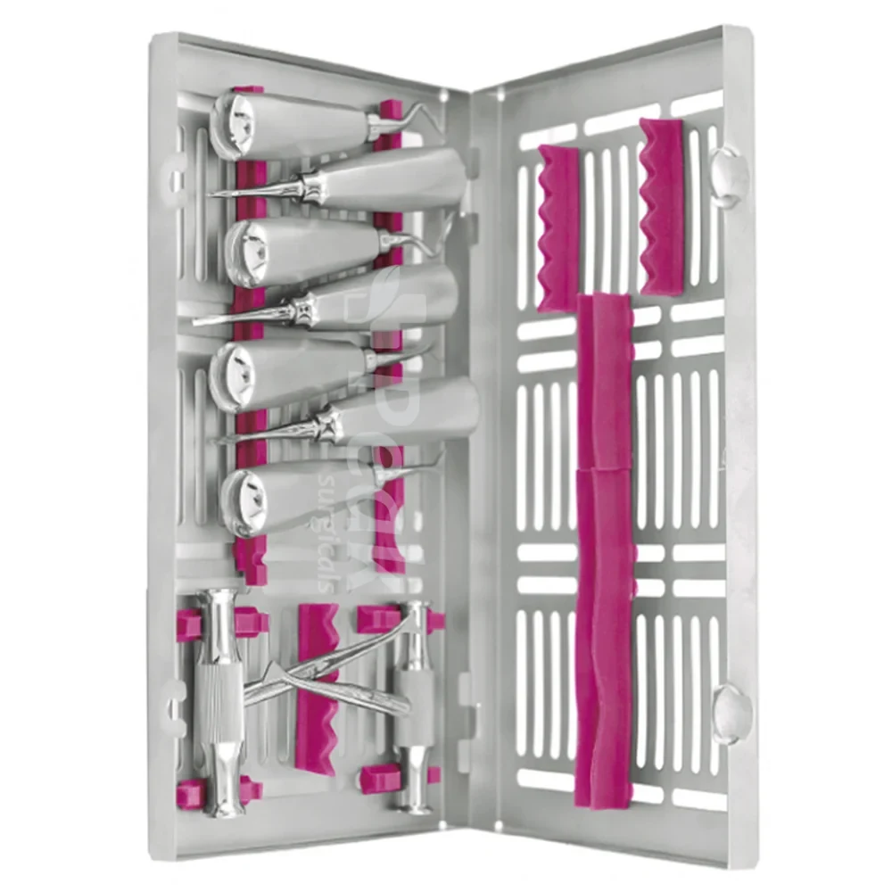 Dental Root Elevators Set for Cassette-Based Retained Root Luxation