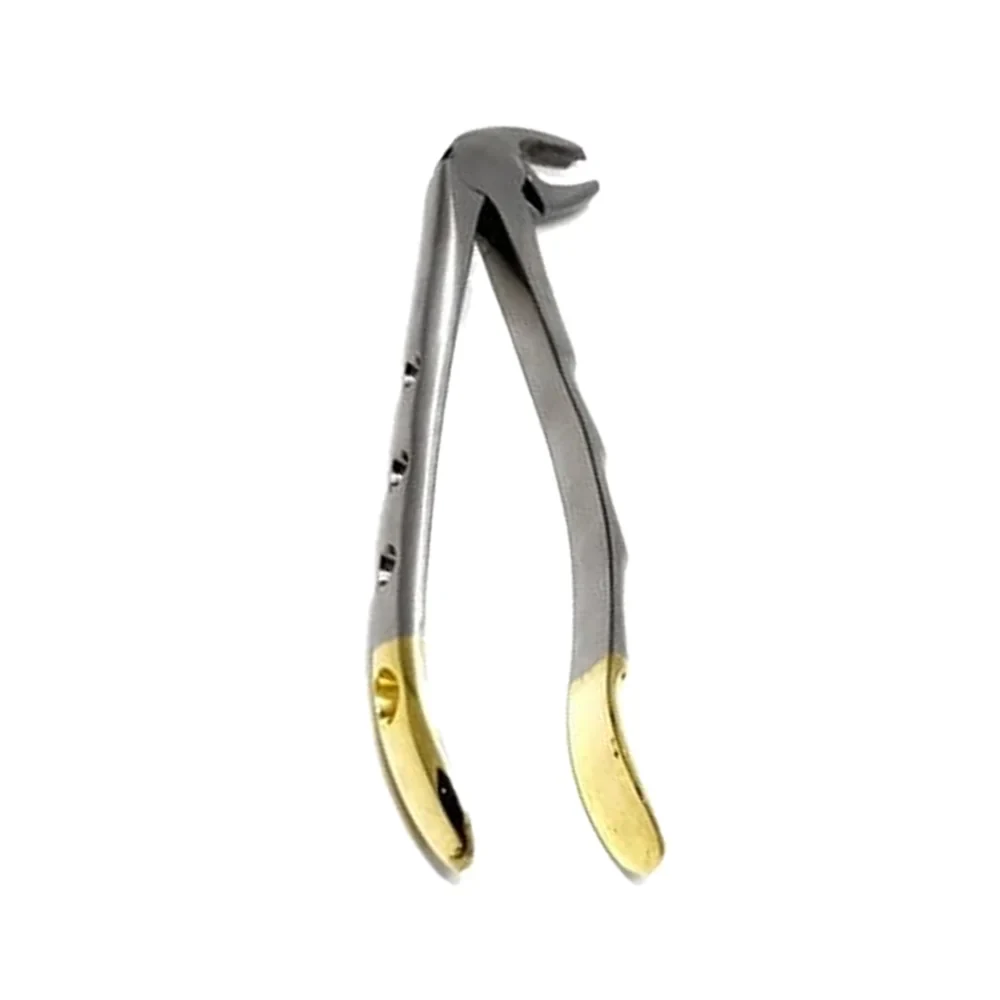 Gold Handle Molar Forceps for 125mm Posterior Dental Extraction