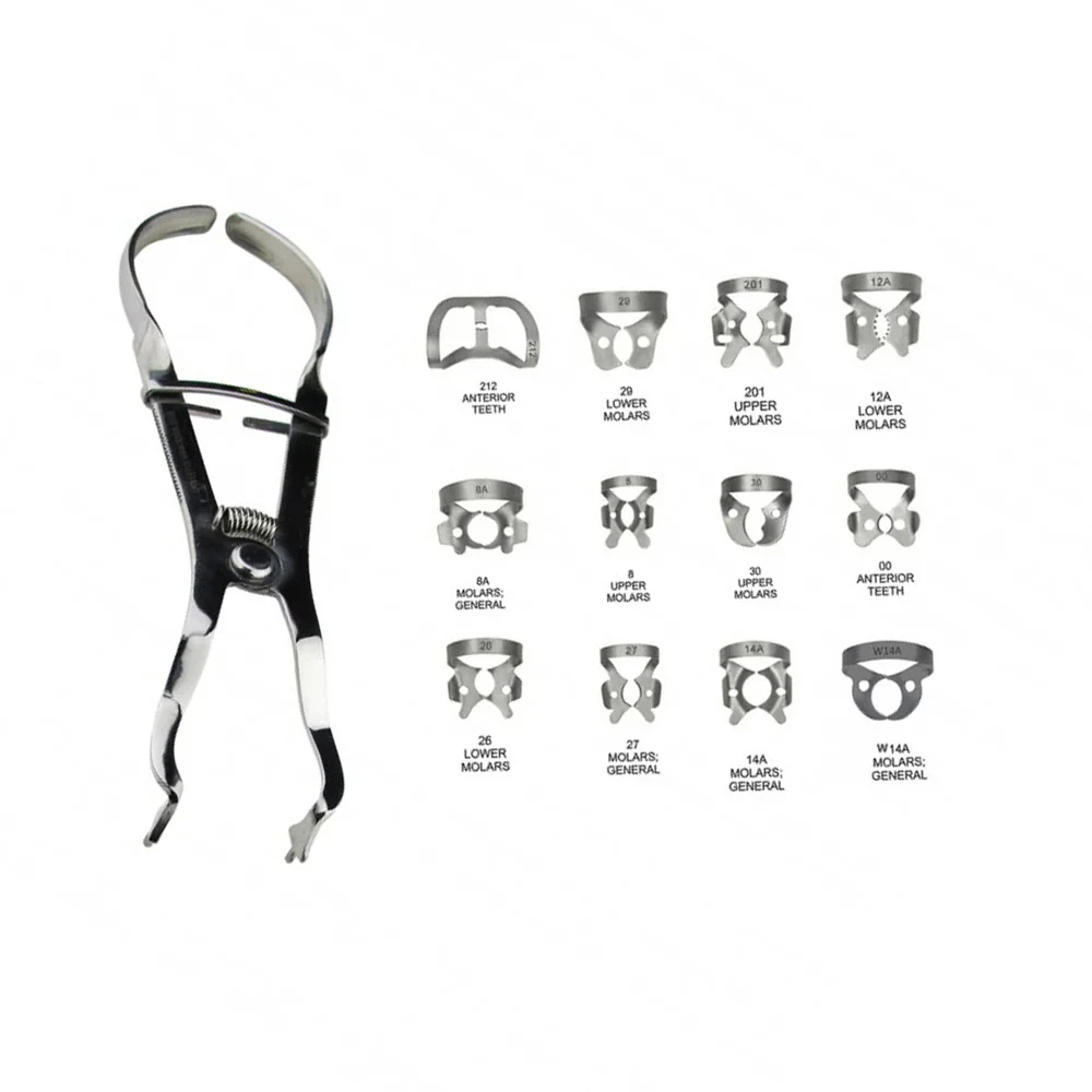Rubber Dam Kit 13pcs for Endodontic Isolation with 12 Clamps