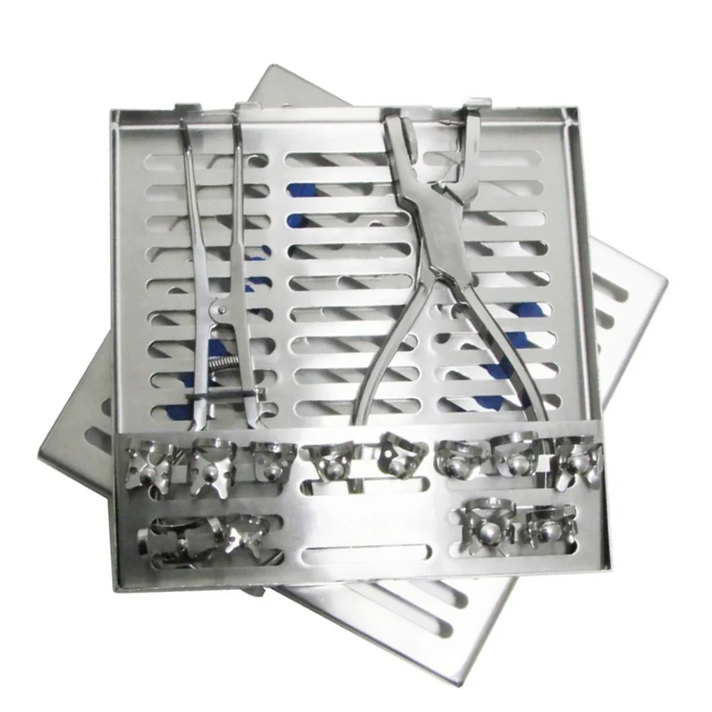 Rubber Dam Kit for Endodontic Isolation with 12 Clamps and Instrument Tray
