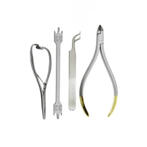 Dental Orthodontic Kit 4 Pcs Ligature Cutter Mathieu Bracket Height Gauge Set