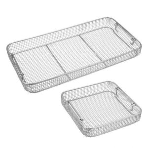 Wire Mesh Sterilization Baskets Tilted Handles 2 Pcs Set