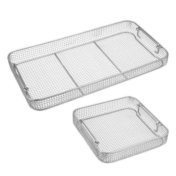 Wire Mesh Sterilization Baskets Tilted Handles 2 Pcs Set